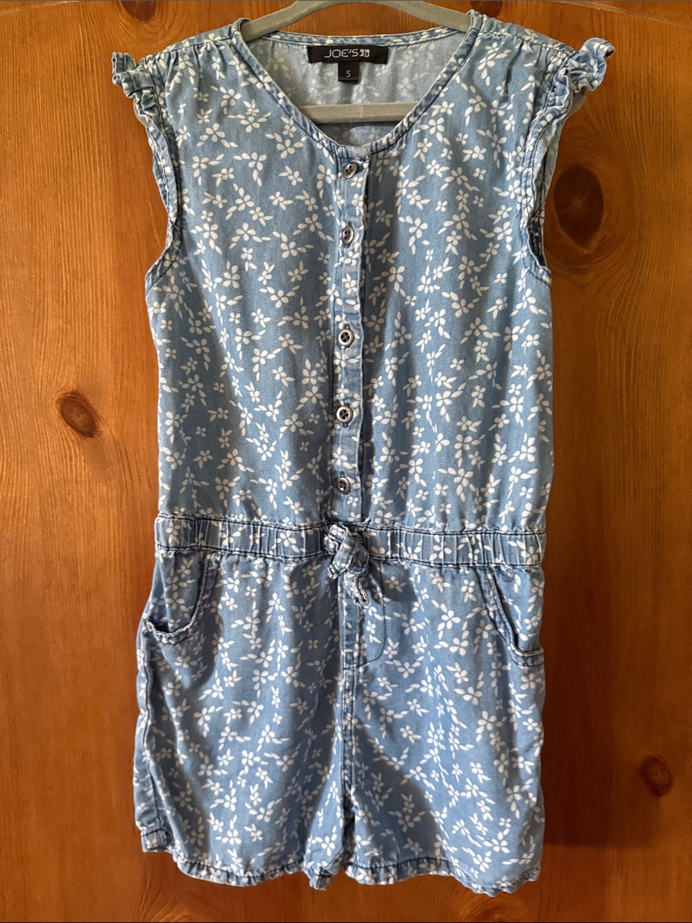 Joe's Jeans Light Blue Floral Button-Front Cotton Romper Pajama